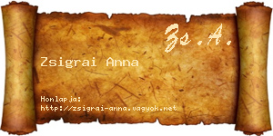 Zsigrai Anna névjegykártya